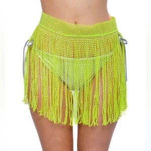 Neon green rhinestone rave skirt